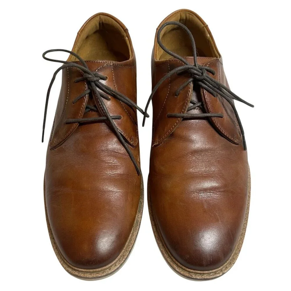 Florsheim Cognac Leather Highpoint Plain Toe Oxford Shoes Men's Size 8 M